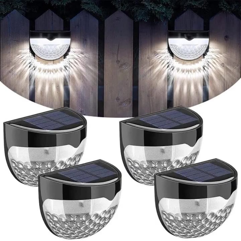 Set 3 x Lampa solara exterior, 6 LED, senzor, lumina rece, Negru