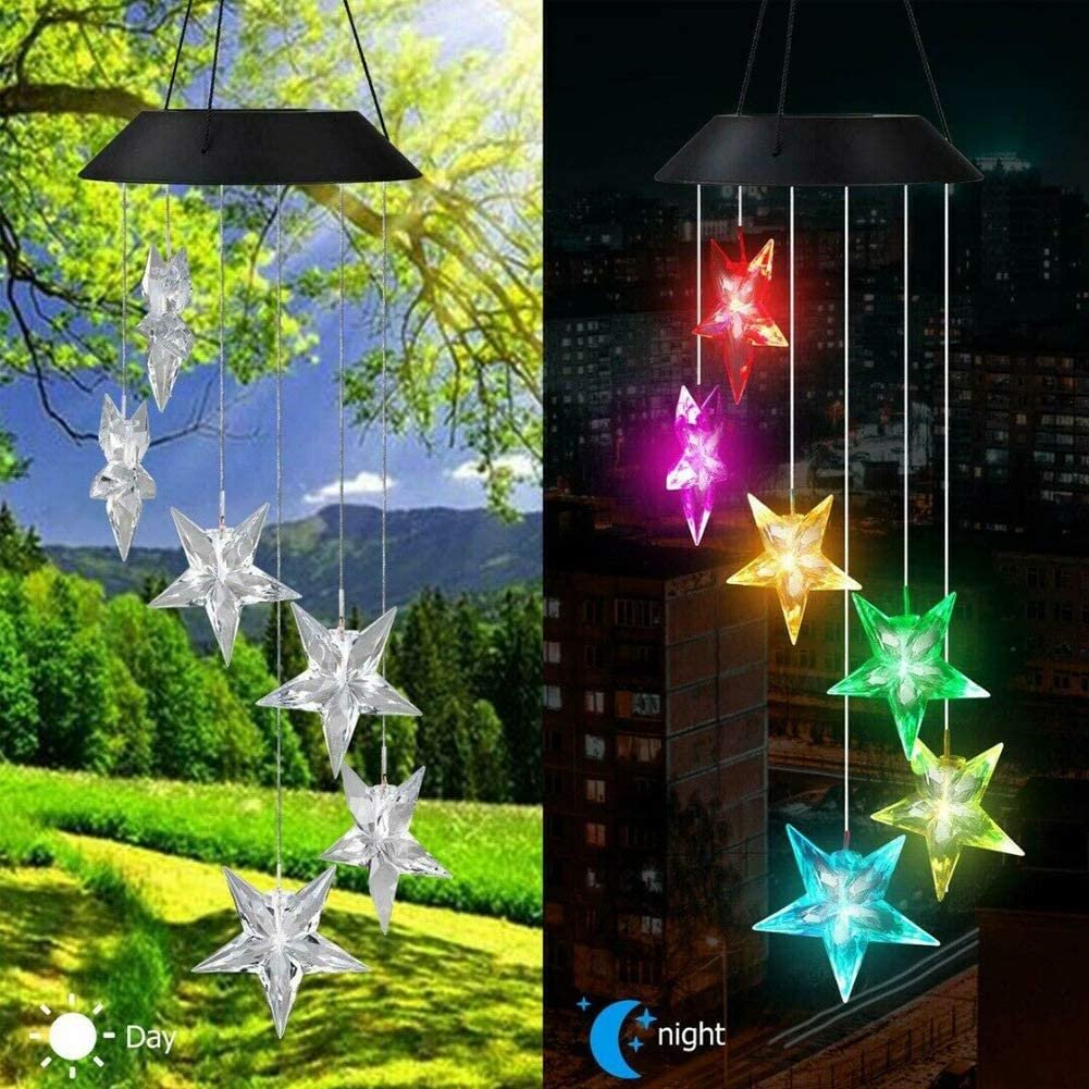 Decoratiune solara de gradina, 6 stelute LED multicolor