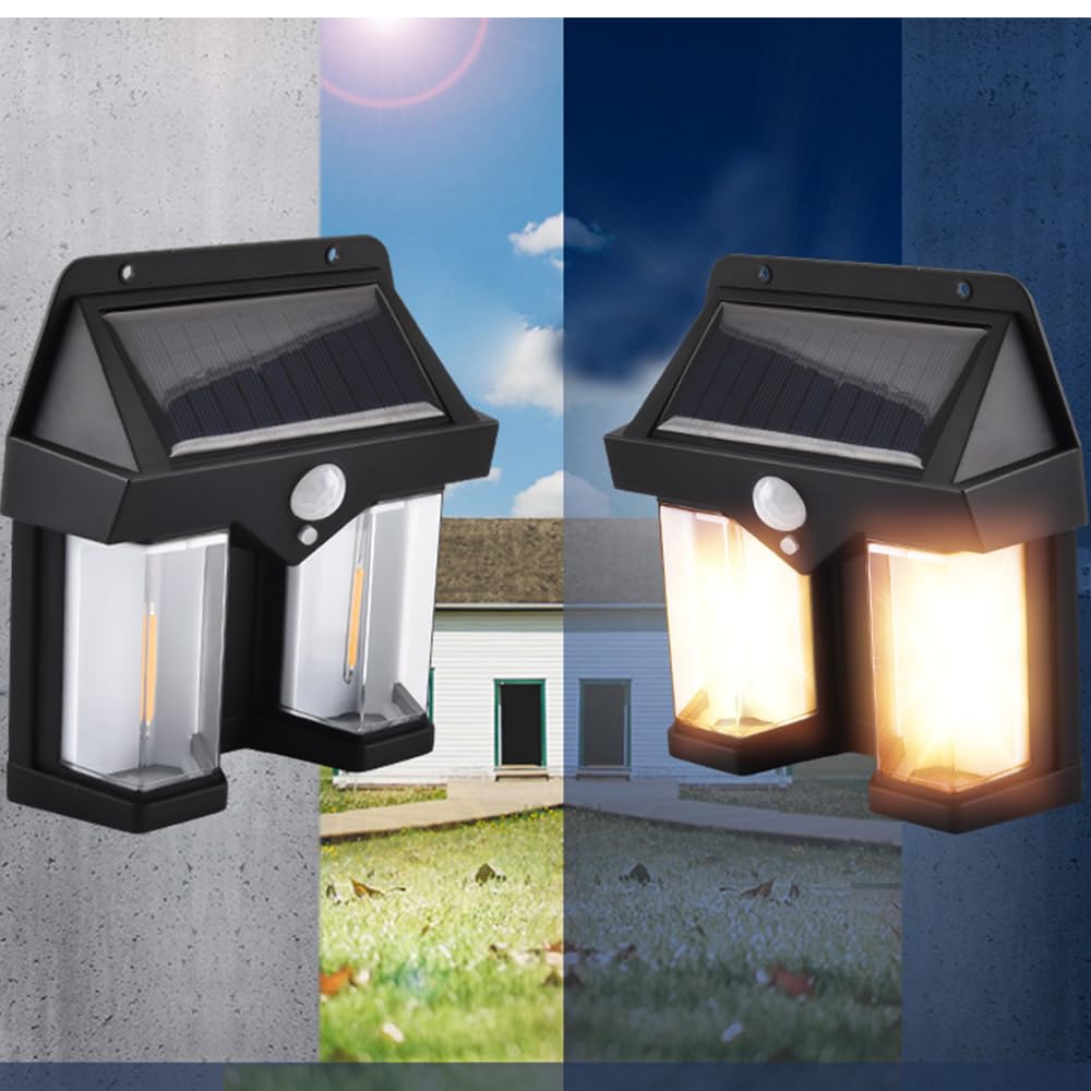 Set 2 x Lampa solara dubla, 3 moduri iluminare