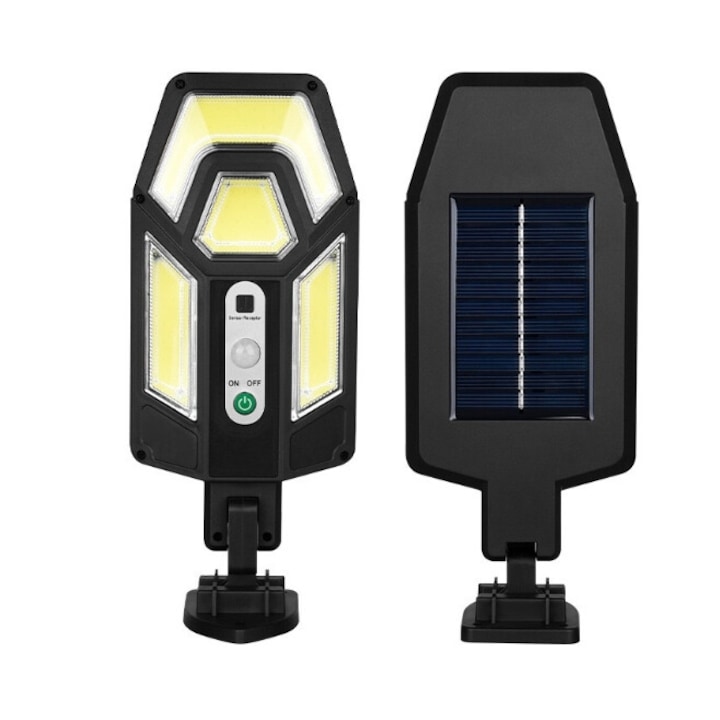 Lampa solara 63 LED COB, 50 W, Telecomanda, Senzor de miscare