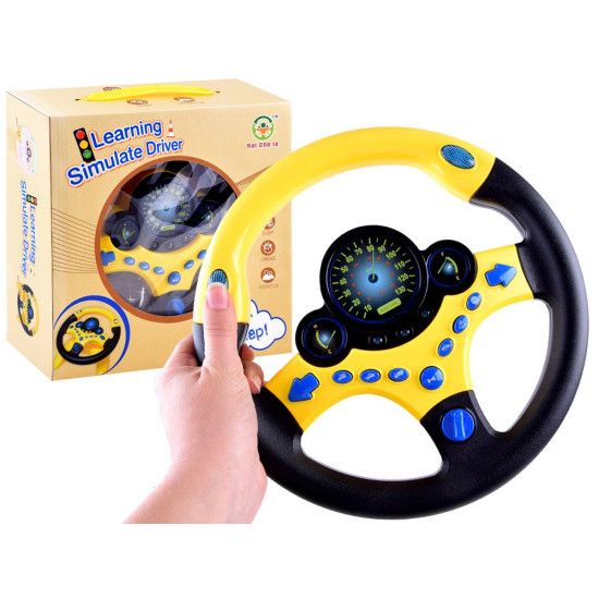 Volan interactiv de jucarie, rotativ 360 grade, lumini si sunete