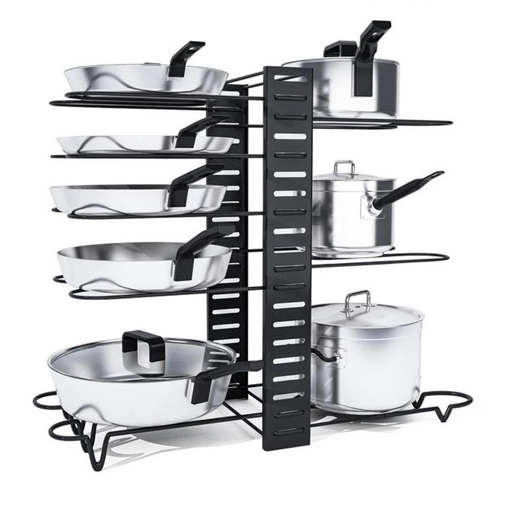 Suport organizator cu 8 rafturi pentru tigai si capace