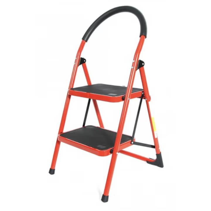 Scara pliabila din metal, 2 trepte late, 100 kg