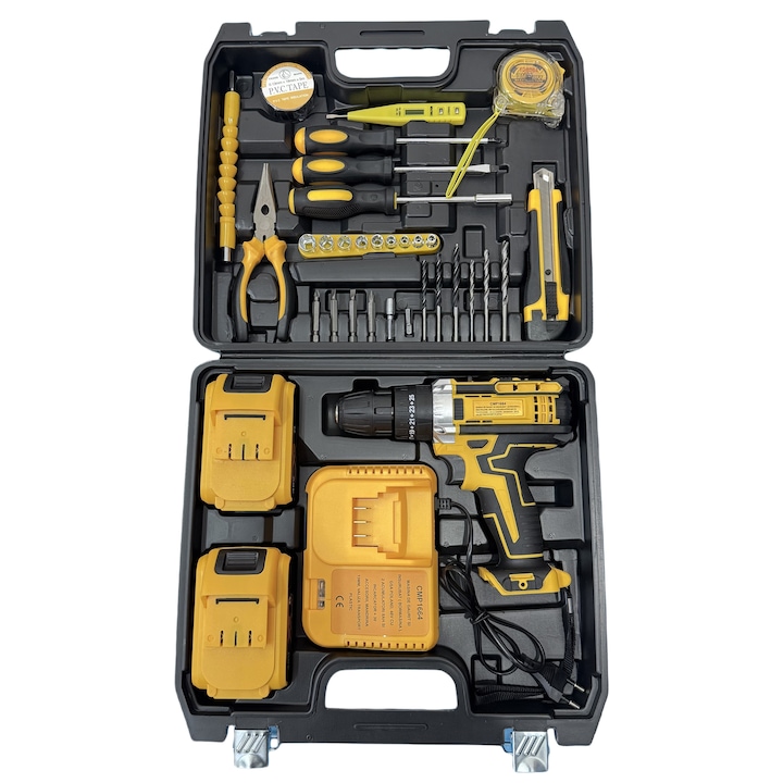 Bormasina cu percutie 30 accesorii, 2 acumulatori 48V, incarcator