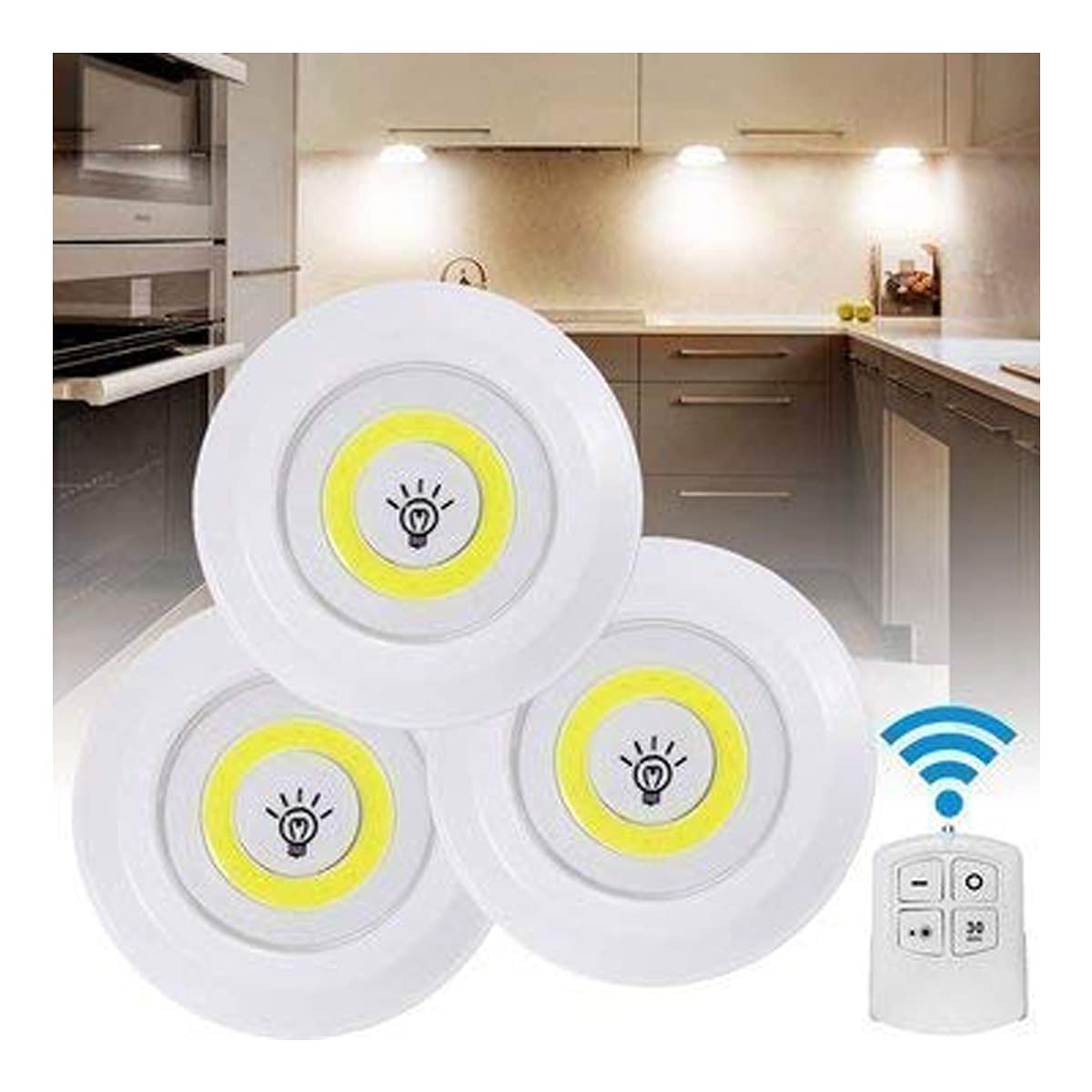 Set 3 lampi LED 3W COB cu telecomanda