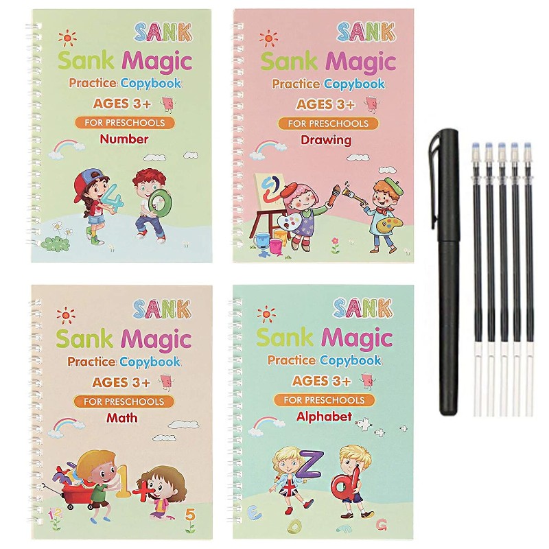 Set 4 caiete educative, 1 pix si 5 rezerve