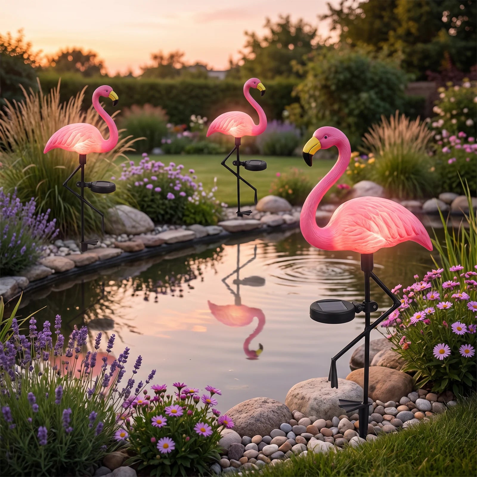 Set 3 x Lampa solara pentru gradina, Flamingo IP 44