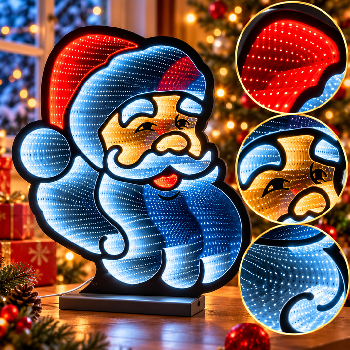 Lampa oglinda, decoratiune cu LED, Infinity Light - Santa Claus