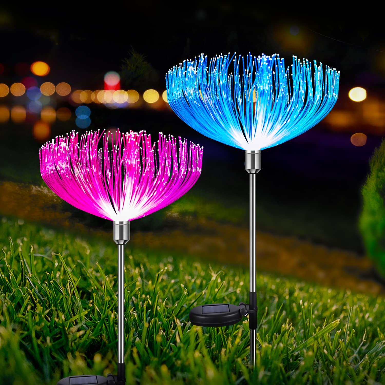 Set 2 x Lampa solara 7 LED RGB, model floare
