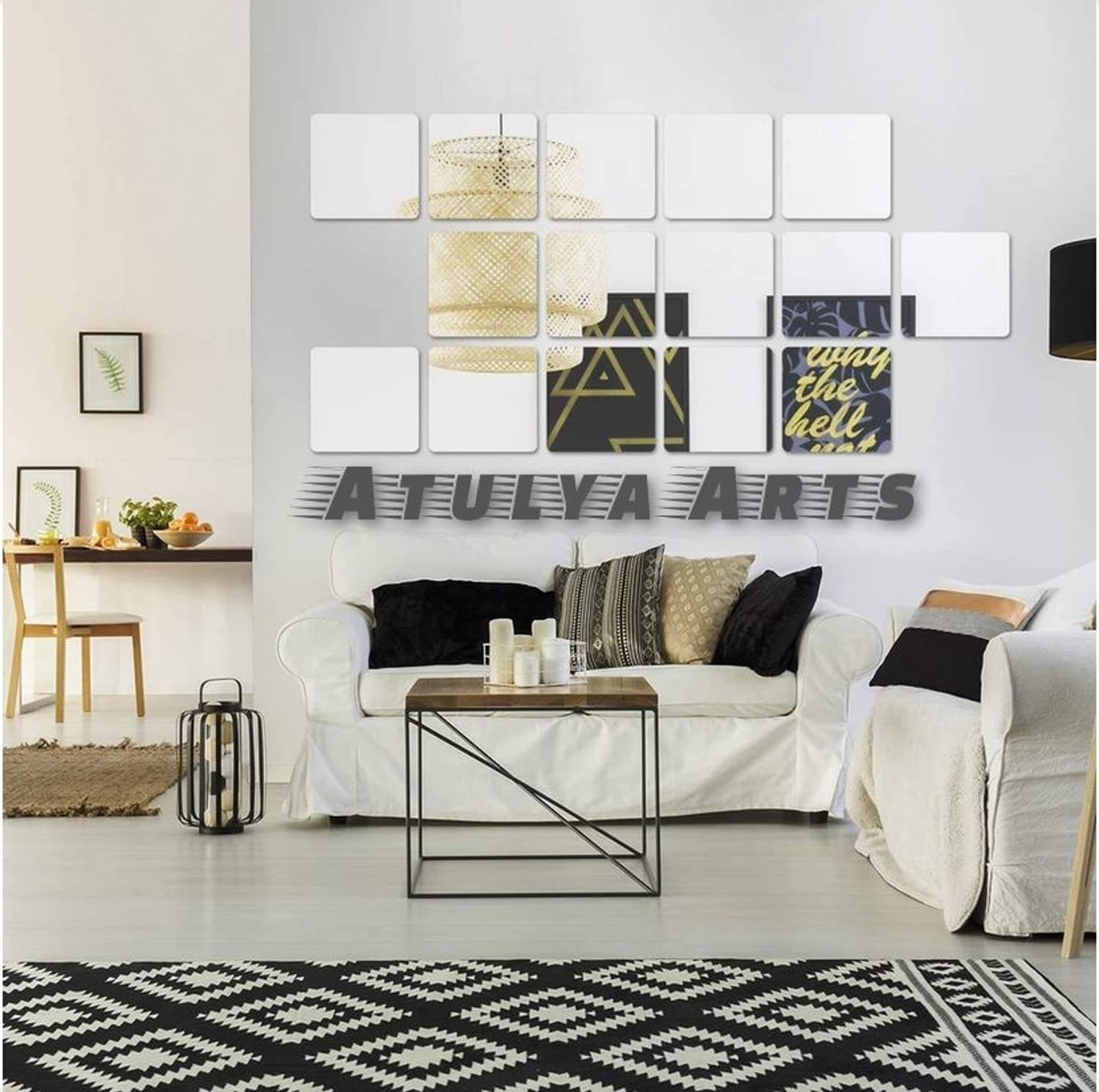 Oglinzi acrilice decorative, 16 piese, Argintiu