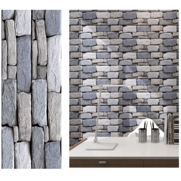 Set 5 x Tapet adeziv decorativ, 30x60 cm, Grey Rocks