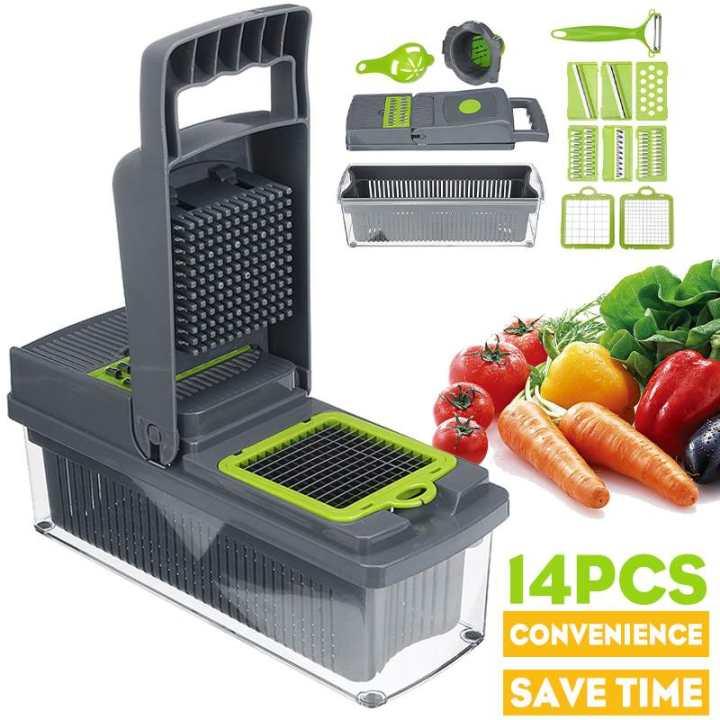 Razatoare Veggie Slicer 14 piese, lame inox + maner protectie