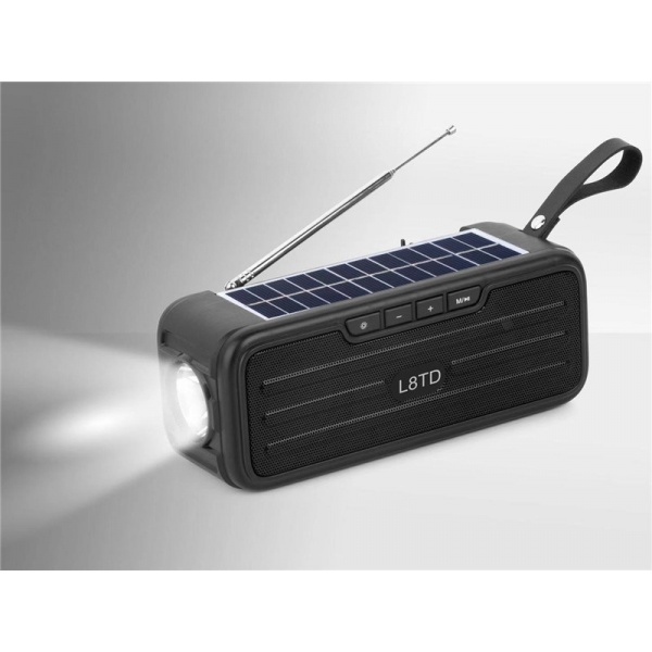 Radio portabil cu panou solar, Bluetooth L8TD, 3.7 V, 10W, 1200 mAh