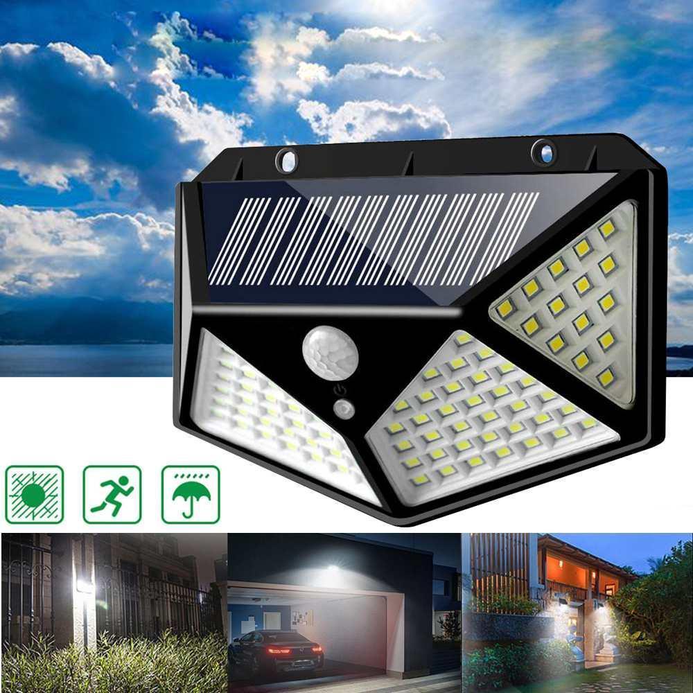Set 6 x Lampa 100 LED cu panou solar, senzor de miscare