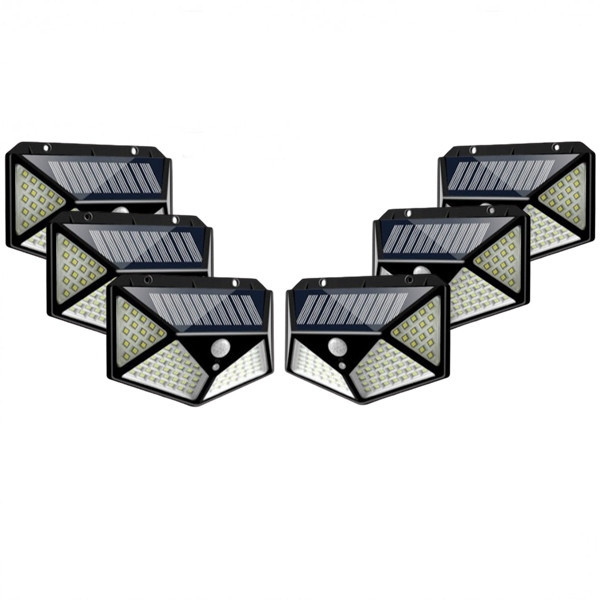 Set 6 x Lampa 100 LED cu panou solar, senzor de miscare