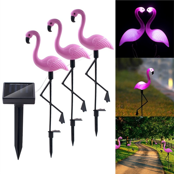 Set 3 x Lampa solara pentru gradina, Flamingo - 18x6x52 cm