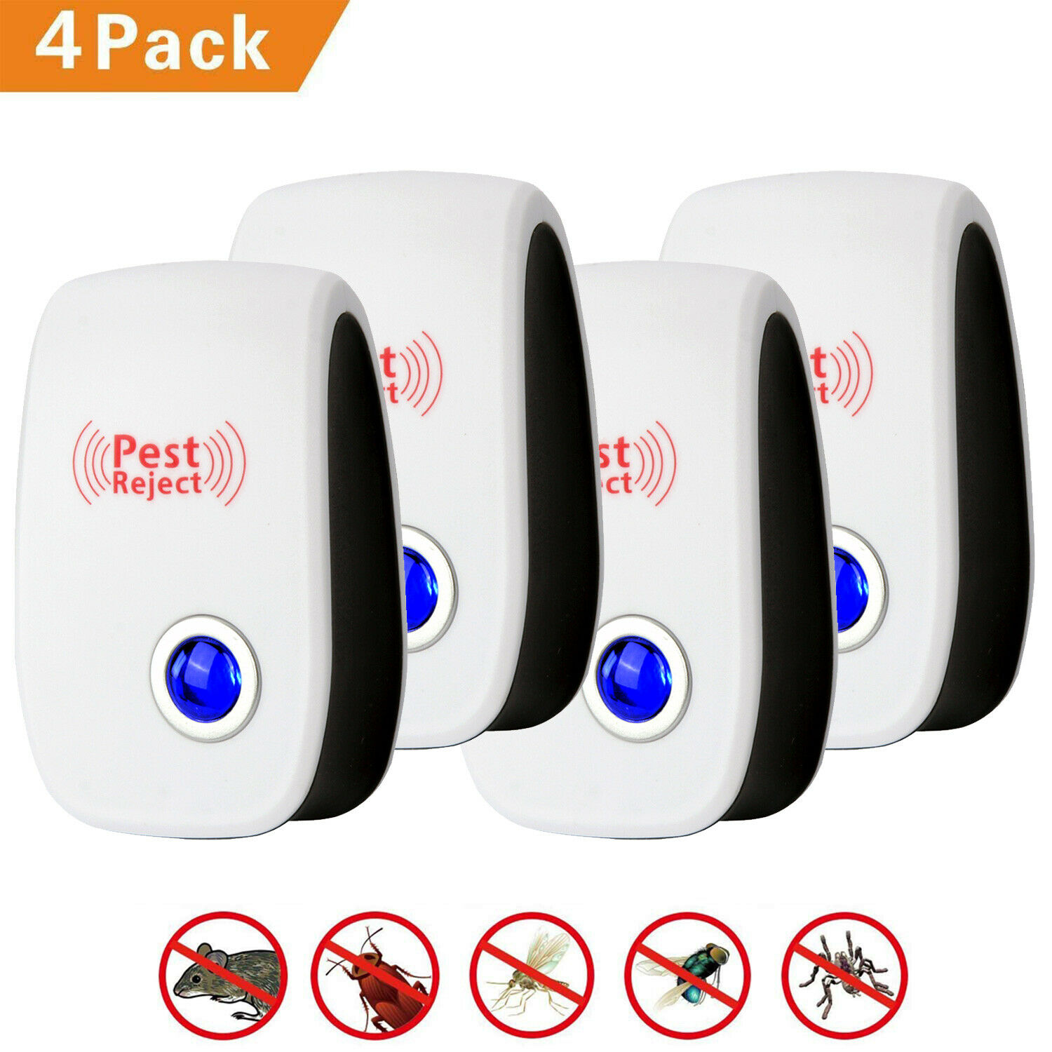 Set 4 x Dispozitiv antidaunatori Pest Reject Repeller Ultrasonic