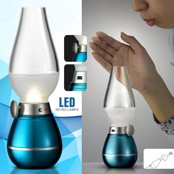 Felinar LED aspect retro cu stingere prin suflare
