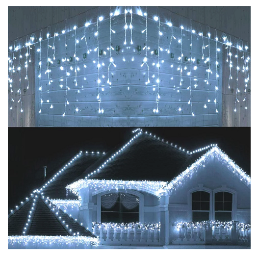 Instalatie tip franjuri, 10 metri, 250 LED, interconectabila