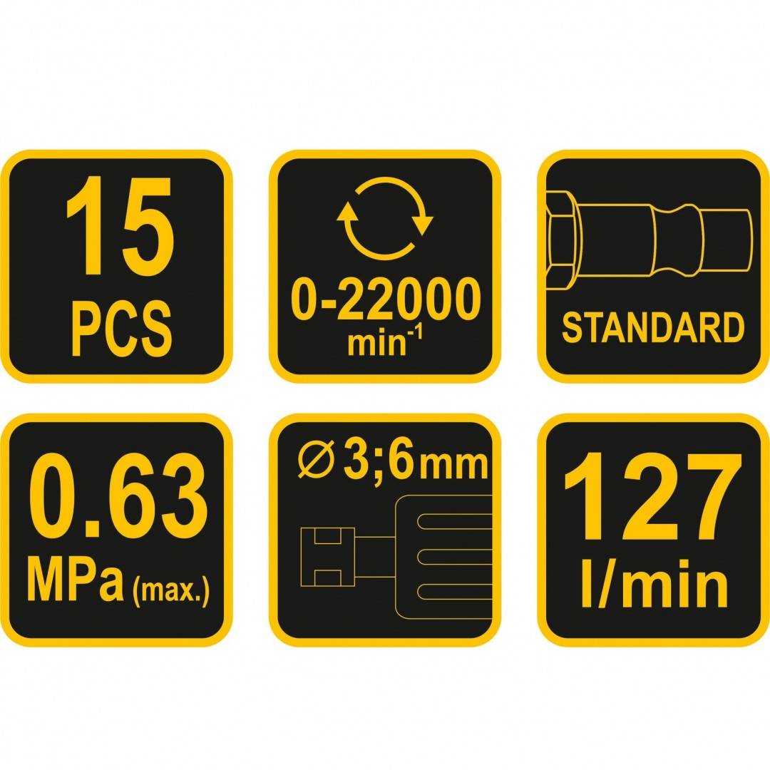 Biax pneumatic cu 15 piese, 22.000 RPM