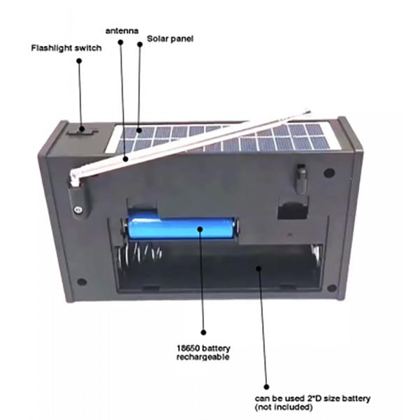 Radio solar Bluetooth, MP3 player si lanterna, AM/FM/SW