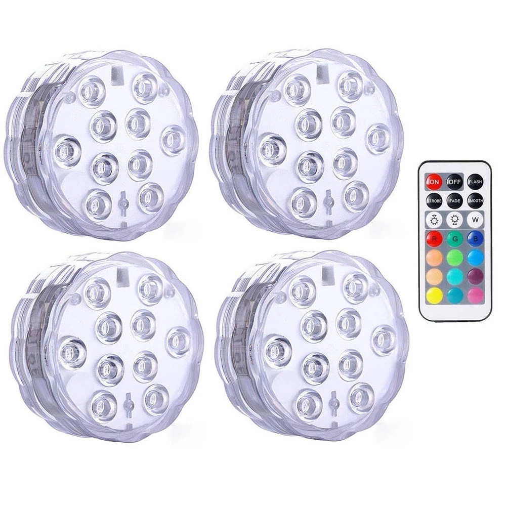 Set 4 lampi LED RGB, cu telecomanda, rezistente la apa