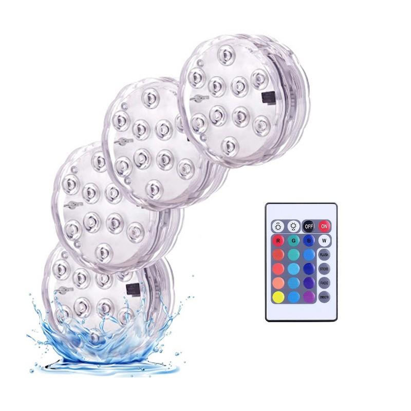 Set 4 lampi LED RGB, cu telecomanda, rezistente la apa
