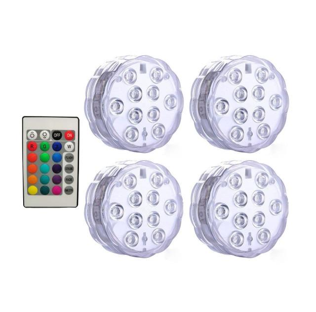 Set 4 lampi LED RGB, cu telecomanda, rezistente la apa