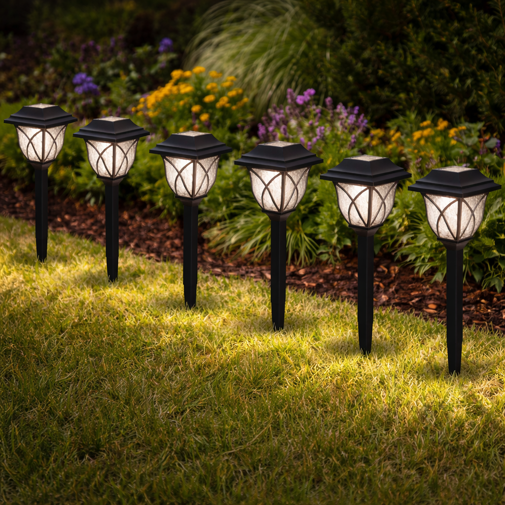 Set 6 x lampa solara felinar LED 43 cm