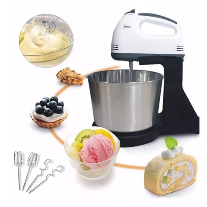 Mixer cu bol 200 W, 7 viteze, 2 teluri, 2 spirale