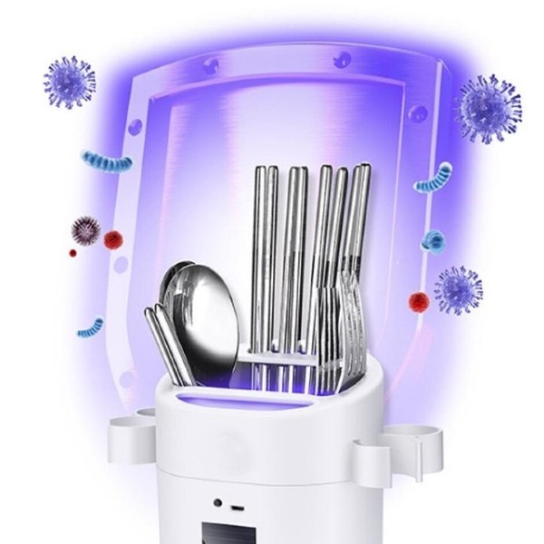 Suport cu sterilizator UV si uscator pentru tacamuri