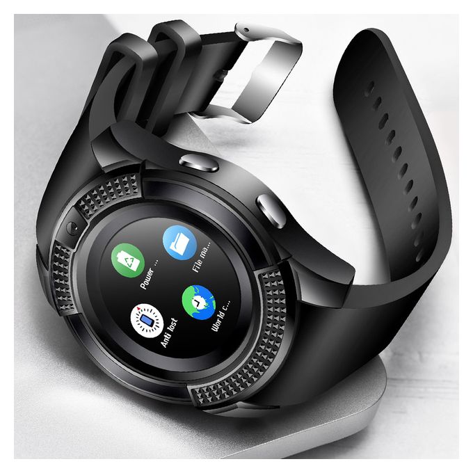 Ceas Smartwatch V8 cu functie apelare, SMS, camera, Bluetooth, Android, Negru