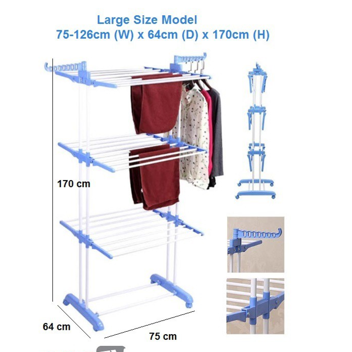 Uscator rufe vertical, pliabil, 3 niveluri, sustinere 40 kg