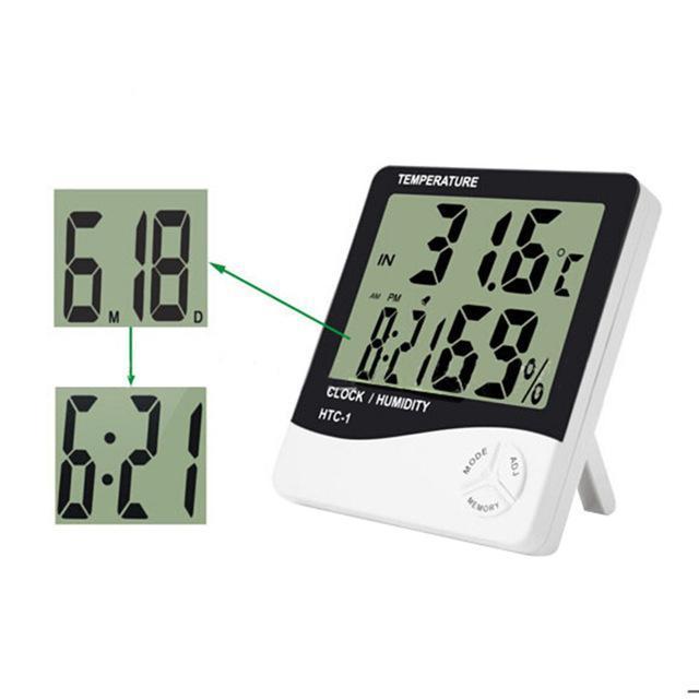 Termohigrometru digital 3 in 1 cu ceas, alarma, calendar - senzor de umiditate