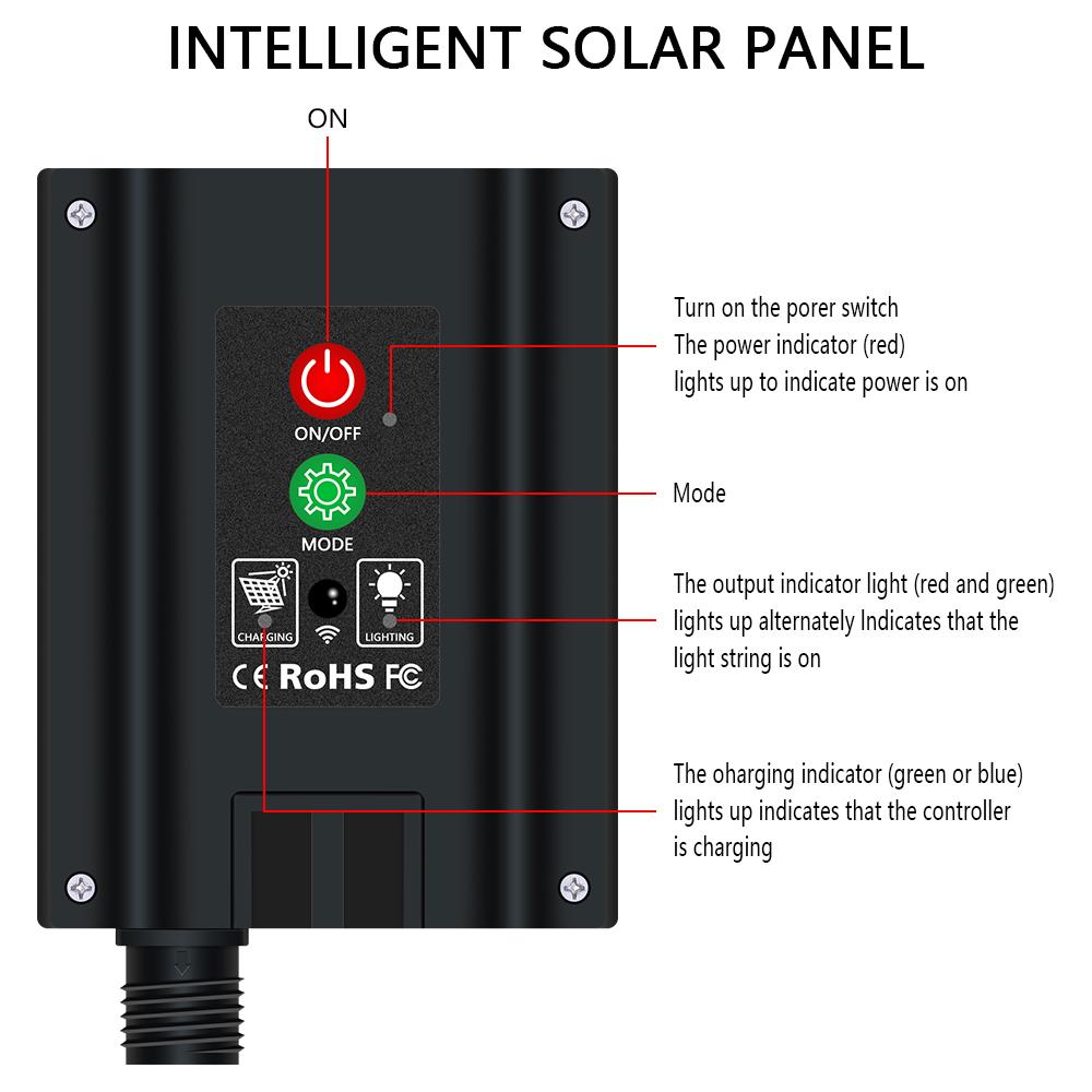 Instalatie solara, 500 LED, 50 M, Alb cald