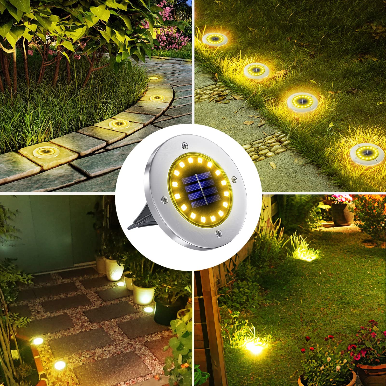 Set 4/8/12 lampi solare pentru pamant, 16 LED Alb Cald