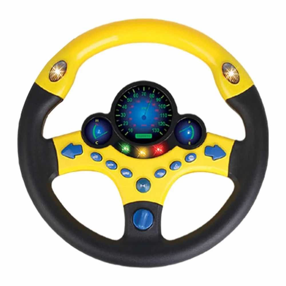 Volan interactiv de jucarie, rotativ 360 grade, lumini si sunete