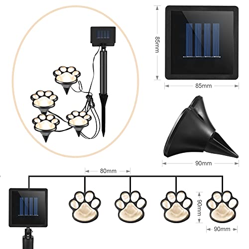 Set 4 lampi solare Paw Print Light