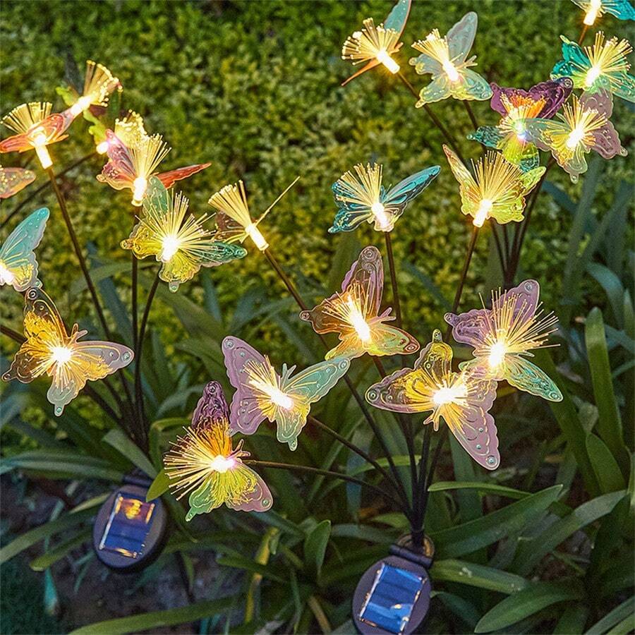 Set 2 x Lampa solara LED Alb cald, Butterfly