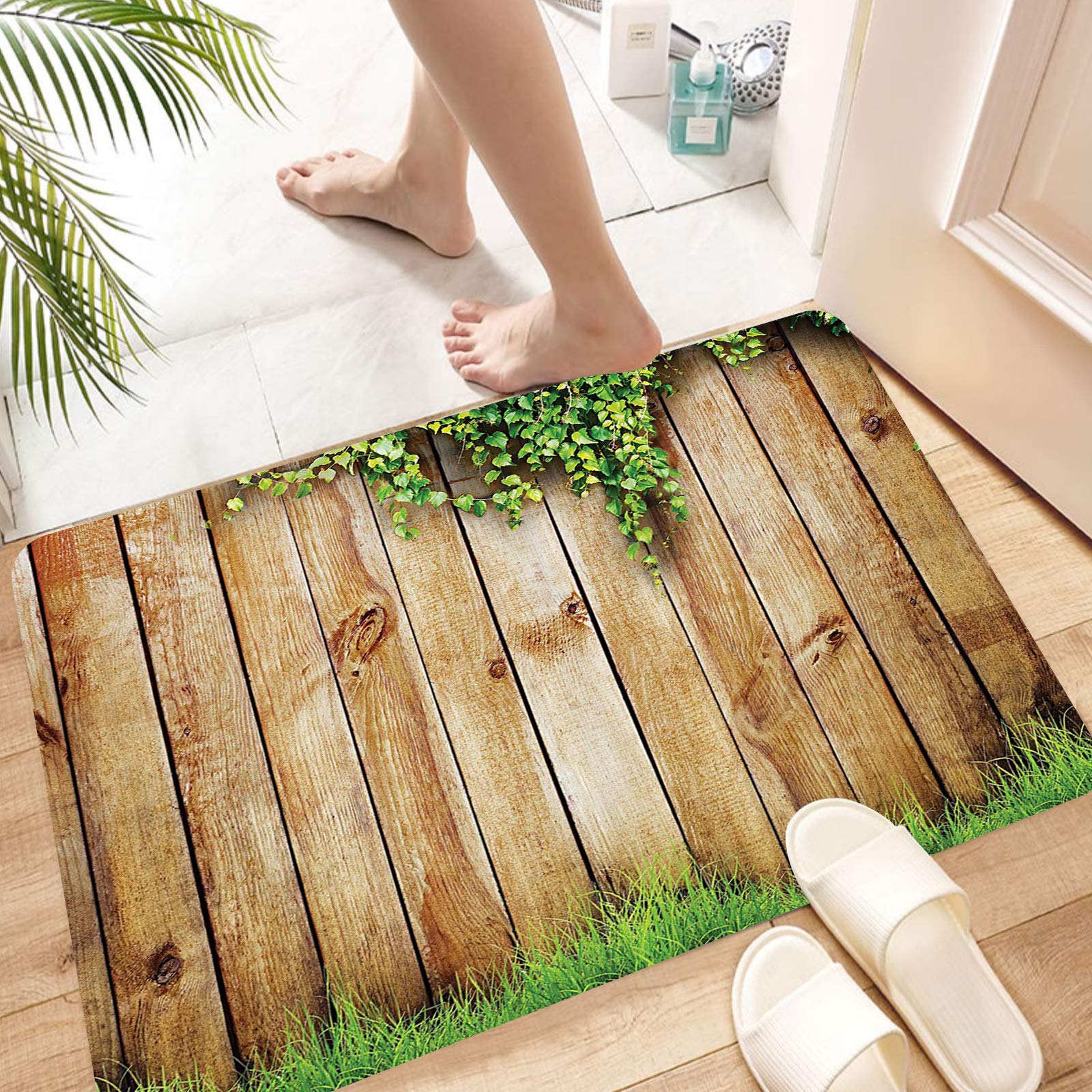 Set baie 2 piese: perdea si covoras, model Grass