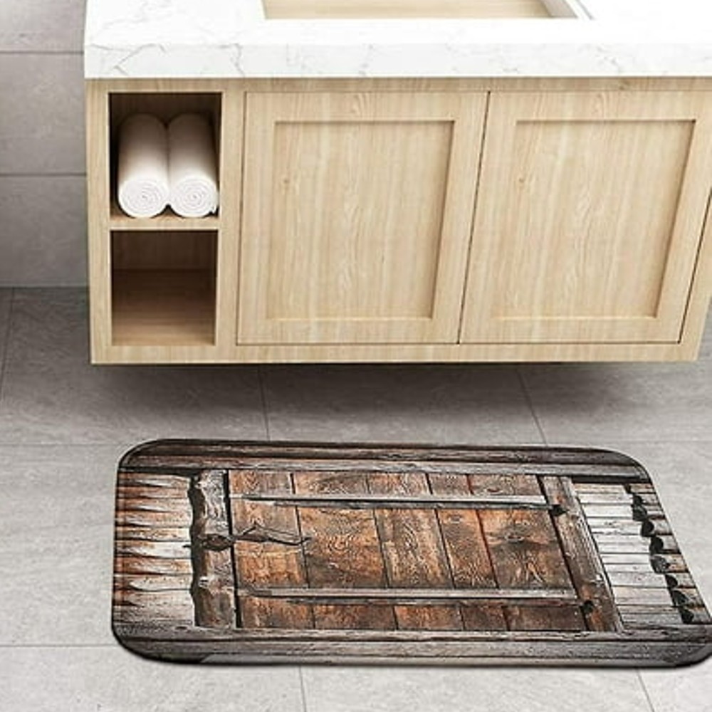 Set 2 piese baie: perdea si covoras, Country