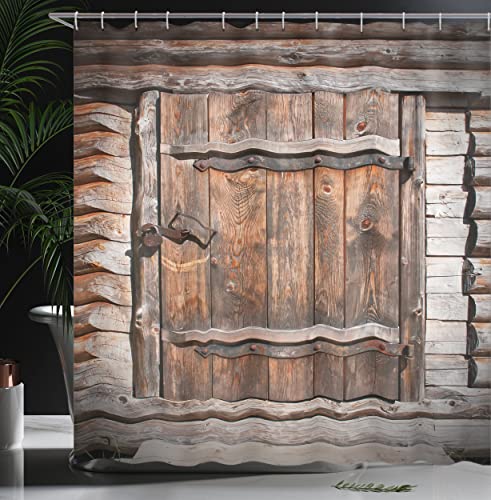 Set 2 piese baie: perdea si covoras, Country