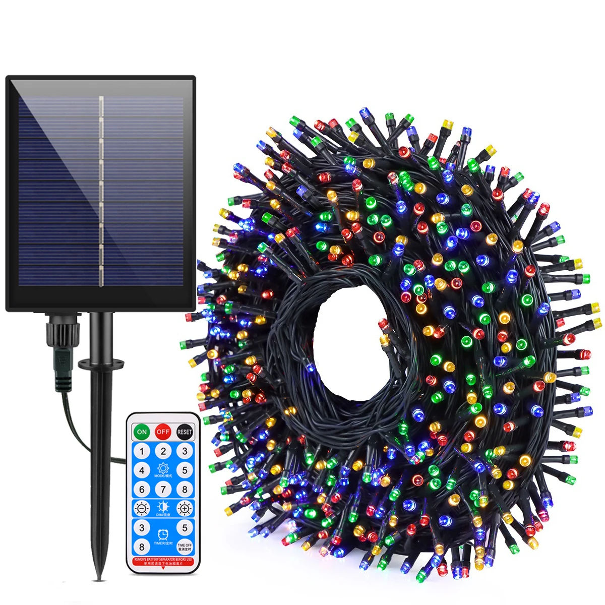 Instalatie solara 1000 LED, 100 Metri, Multicolor