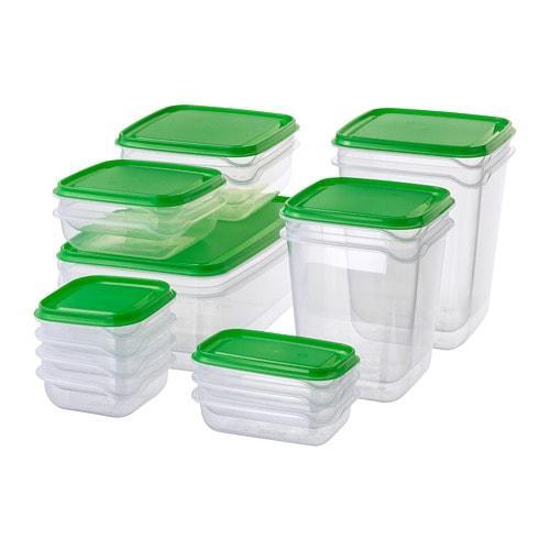 Set 34 caserole alimente cu capac, plastic, transparente