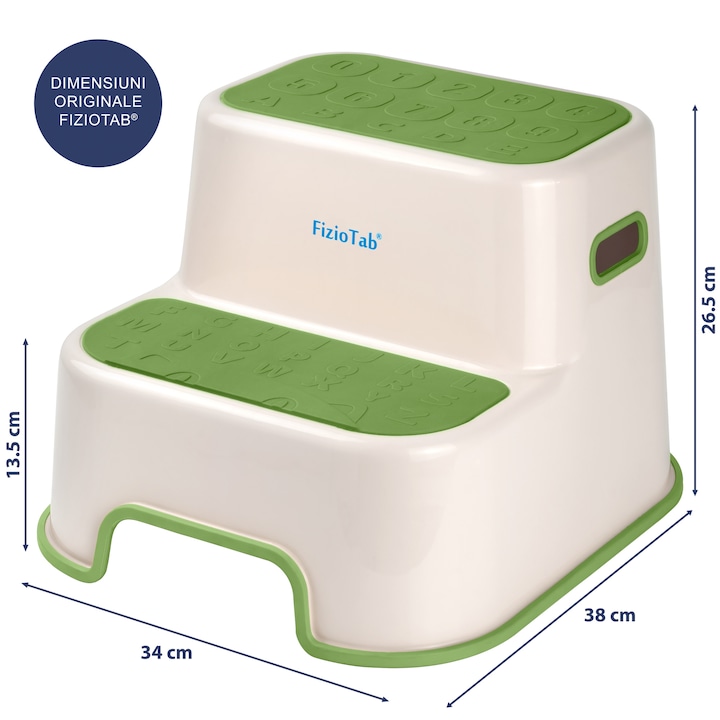 Scaunel inaltator WC pentru copii, FizioTab®Kids, Verde