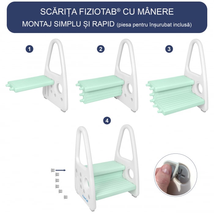 Inaltator cu manere pentru copii, suprafata antialunecare, Alb/Verde