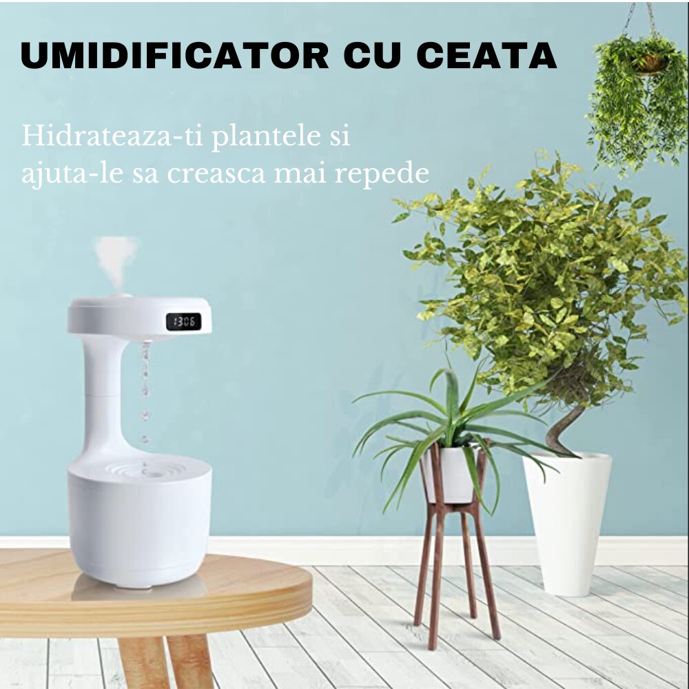 Difuzor aromaterapie, Afisaj ceas led, Alimentare USB, 800 ml