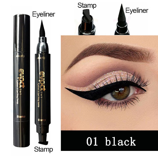 Set 2 x Eyeliner cu stampila, Cat Eye, Negru