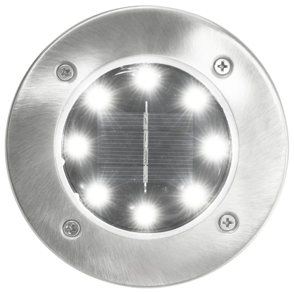 Set 8/12 lampi solare 8 LED, Silver Disk Lights