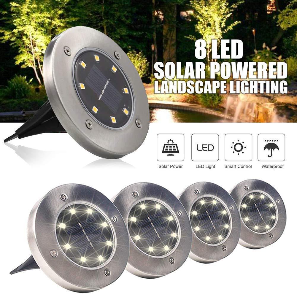 Set 8/12 lampi solare 8 LED, Silver Disk Lights